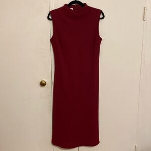 VINTAGE Evan-Picone Elegant Red Sleeveless Cocktail Midi Dress